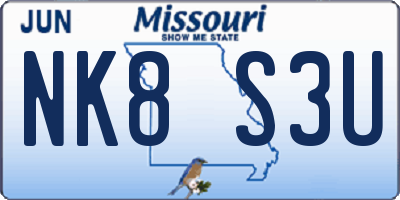 MO license plate NK8S3U
