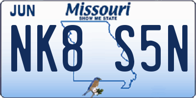 MO license plate NK8S5N