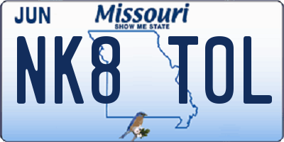 MO license plate NK8T0L