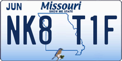 MO license plate NK8T1F