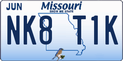 MO license plate NK8T1K