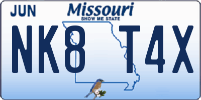 MO license plate NK8T4X