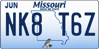 MO license plate NK8T6Z