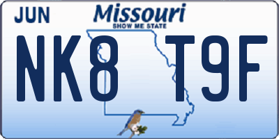 MO license plate NK8T9F