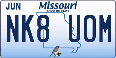 MO license plate NK8U0M