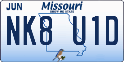 MO license plate NK8U1D