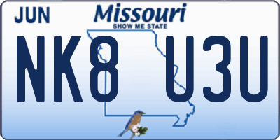 MO license plate NK8U3U