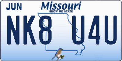 MO license plate NK8U4U