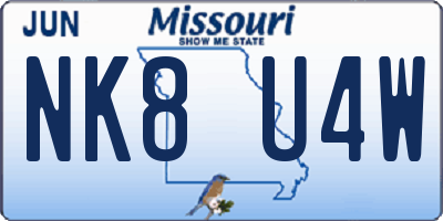 MO license plate NK8U4W