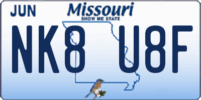 MO license plate NK8U8F