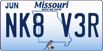 MO license plate NK8V3R