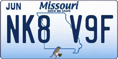 MO license plate NK8V9F