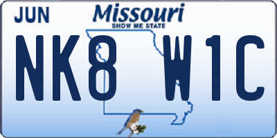 MO license plate NK8W1C