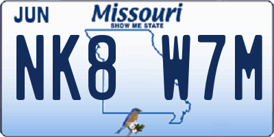 MO license plate NK8W7M