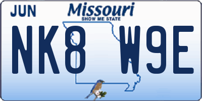 MO license plate NK8W9E
