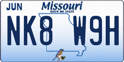MO license plate NK8W9H