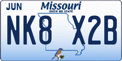 MO license plate NK8X2B