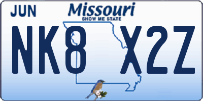 MO license plate NK8X2Z