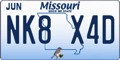 MO license plate NK8X4D