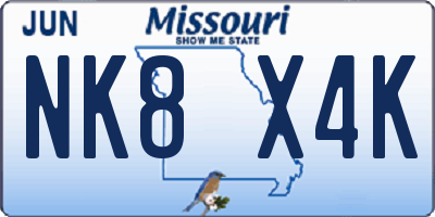 MO license plate NK8X4K