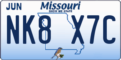 MO license plate NK8X7C