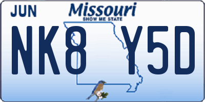 MO license plate NK8Y5D