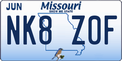 MO license plate NK8Z0F