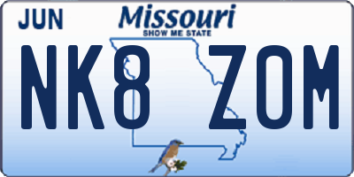 MO license plate NK8Z0M