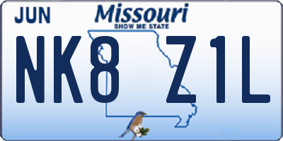 MO license plate NK8Z1L