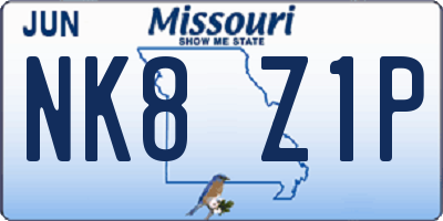 MO license plate NK8Z1P
