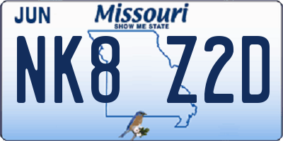 MO license plate NK8Z2D