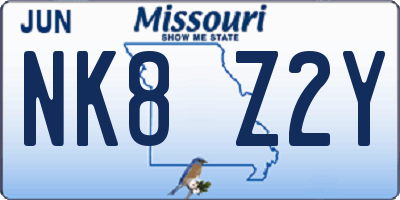 MO license plate NK8Z2Y