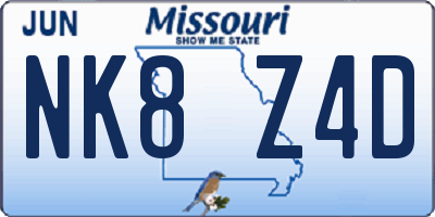 MO license plate NK8Z4D