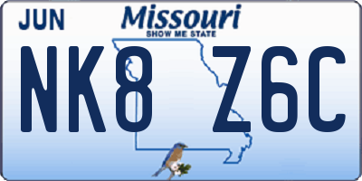 MO license plate NK8Z6C