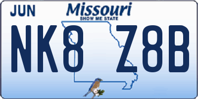 MO license plate NK8Z8B