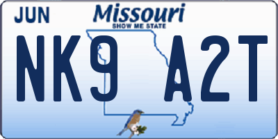 MO license plate NK9A2T