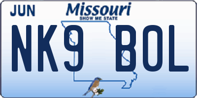 MO license plate NK9B0L