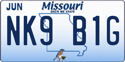 MO license plate NK9B1G