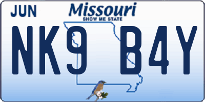 MO license plate NK9B4Y