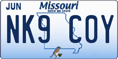 MO license plate NK9C0Y