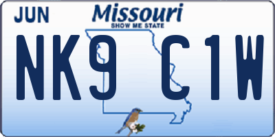 MO license plate NK9C1W