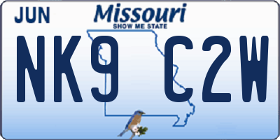 MO license plate NK9C2W