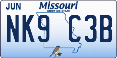 MO license plate NK9C3B