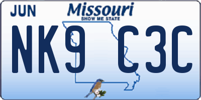 MO license plate NK9C3C