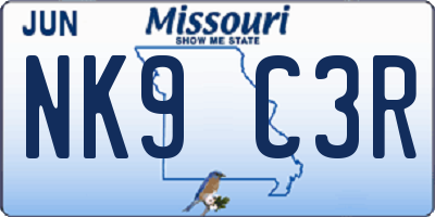 MO license plate NK9C3R