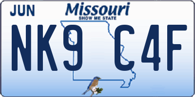 MO license plate NK9C4F
