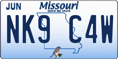 MO license plate NK9C4W