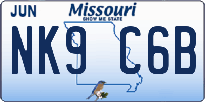 MO license plate NK9C6B
