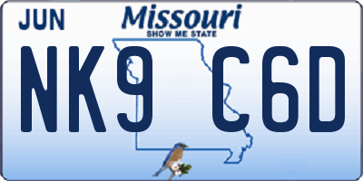 MO license plate NK9C6D