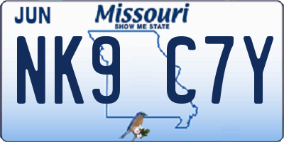 MO license plate NK9C7Y